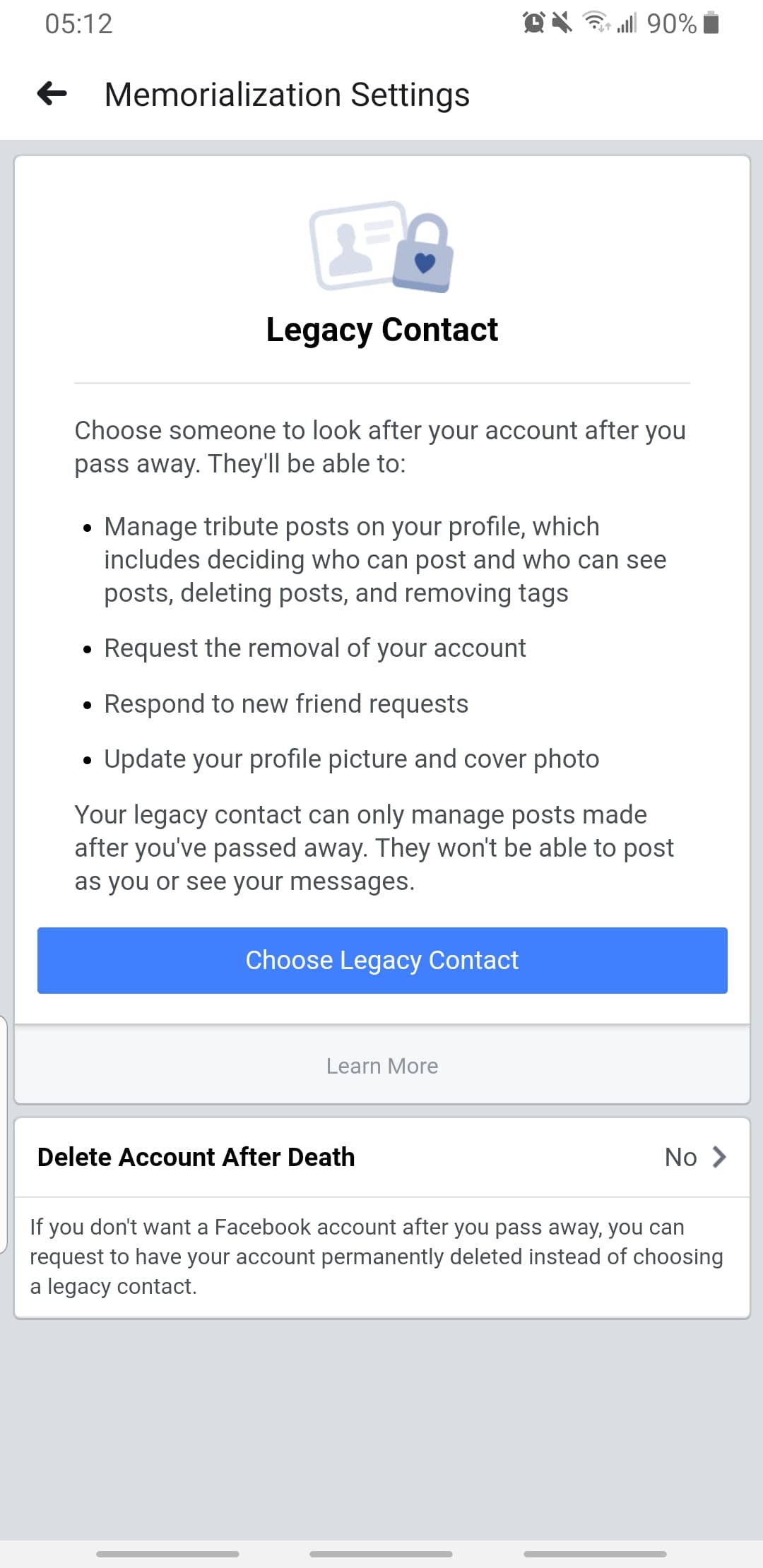 legacy contact screenshot