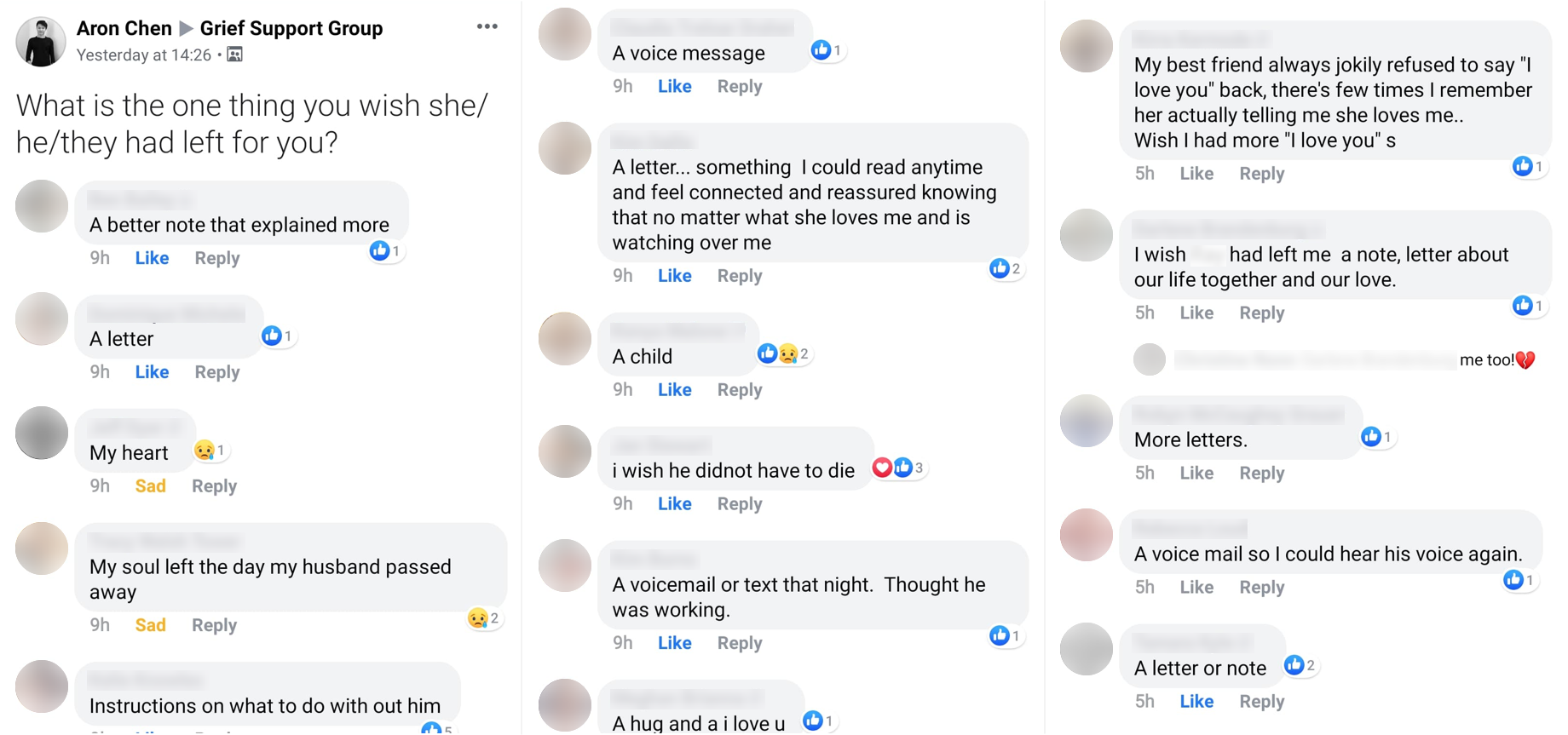 Responses to Facebook post