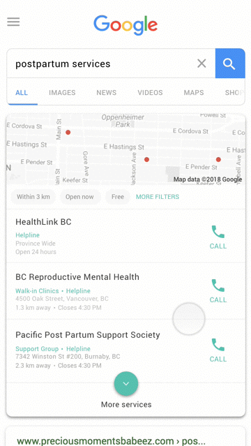 direct search for postpartum services