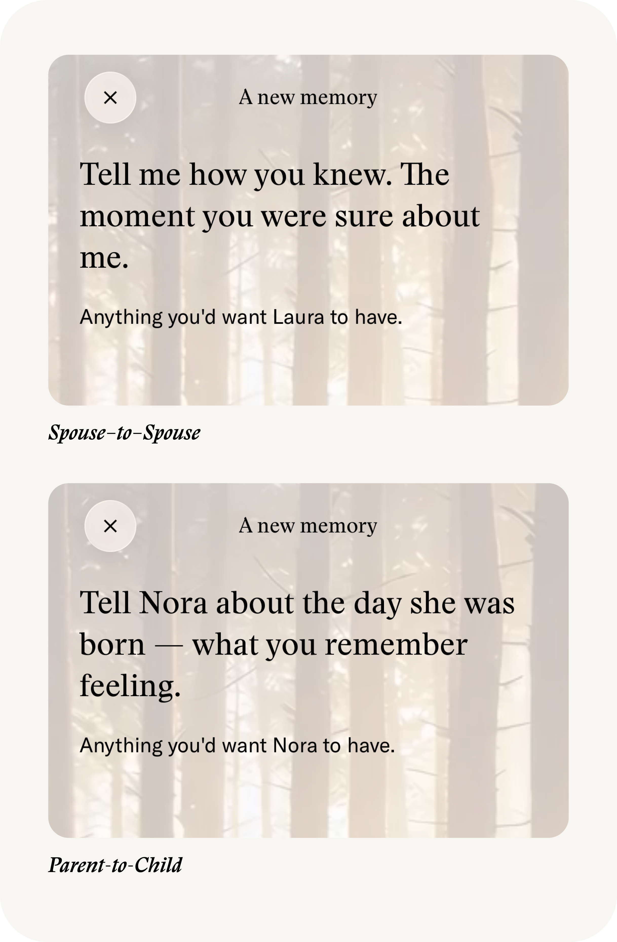AI prompt appearing in context before recording a memory