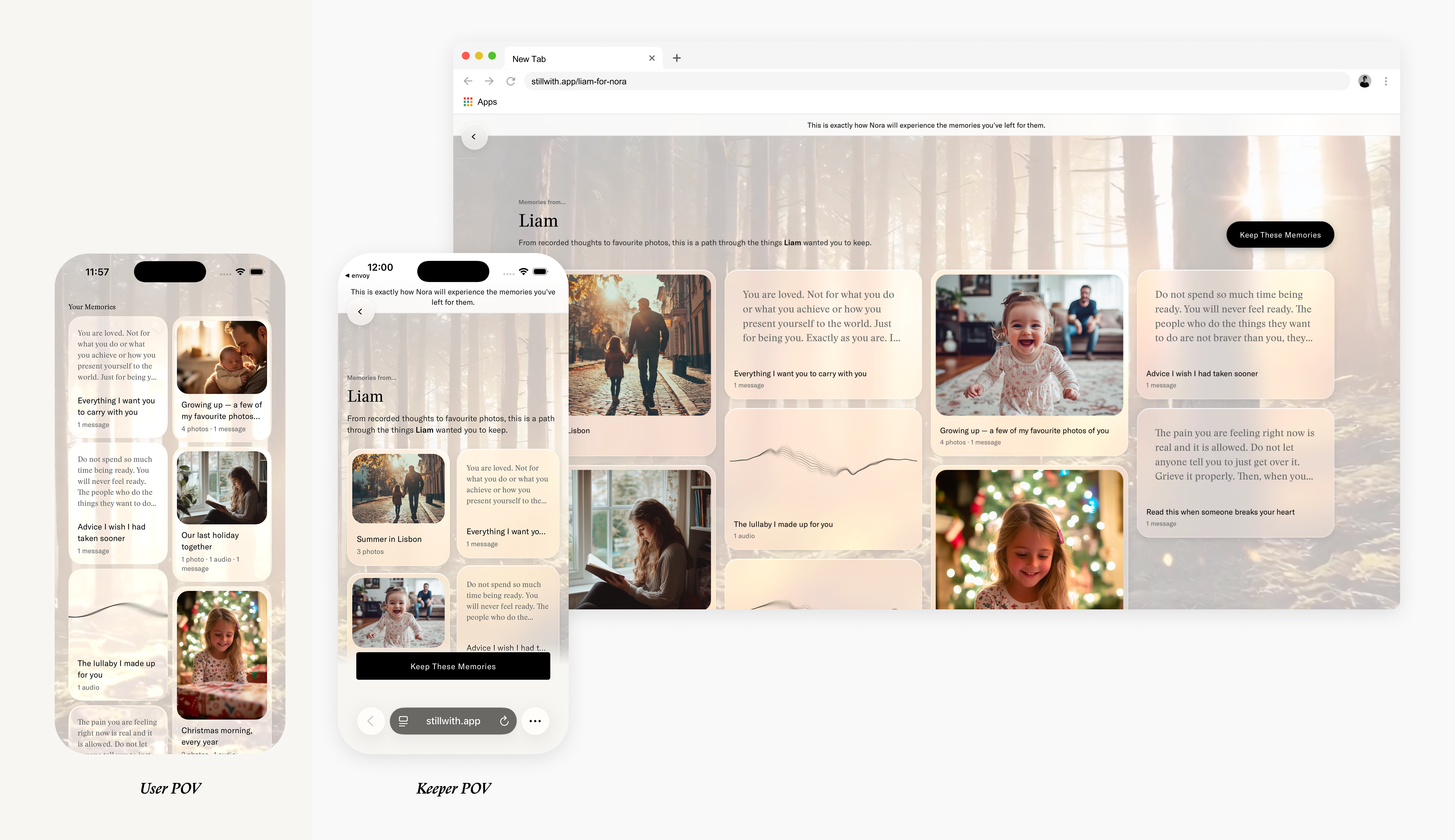 Side-by-side preview of the User creation view and the Keeper experience